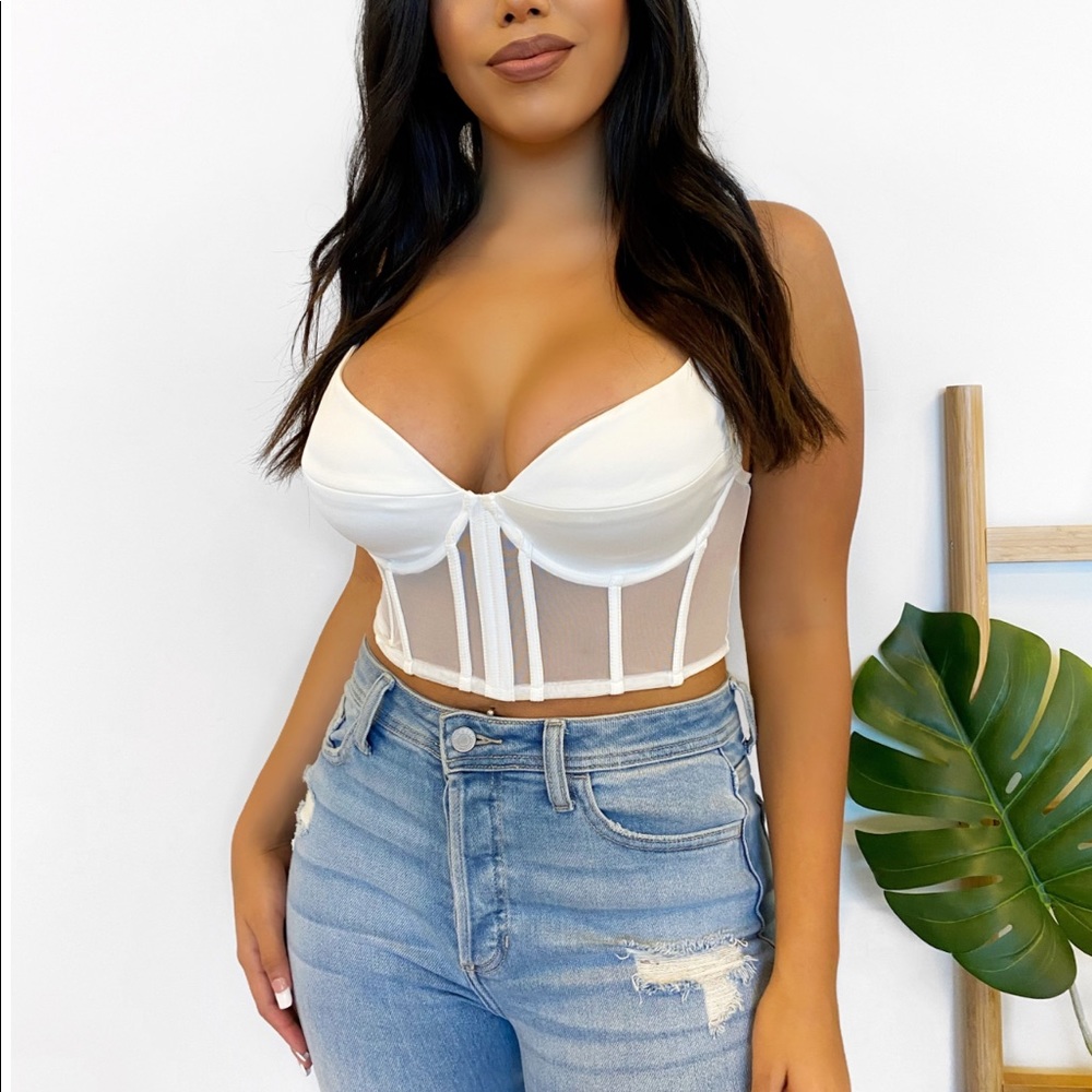 Laura’s Boutique Desi Crop Top Bustier in Ivory